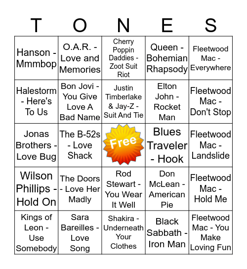Game Of Tones 3/30/20 #1 Bingo Card