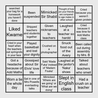 Aves Bingo Card