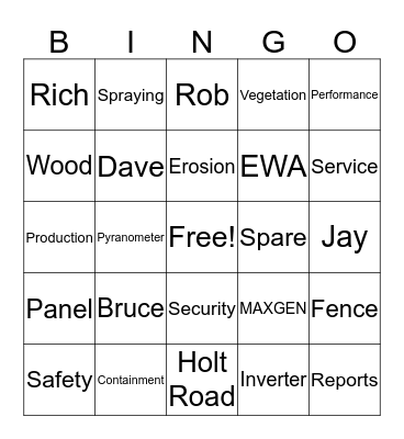 Dominion Weekly Call Bingo Card