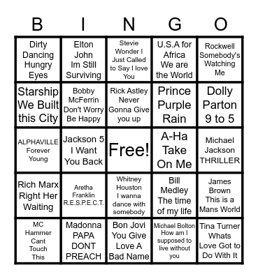 MUSIC BINGO Card