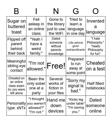 This House: Bingo Card