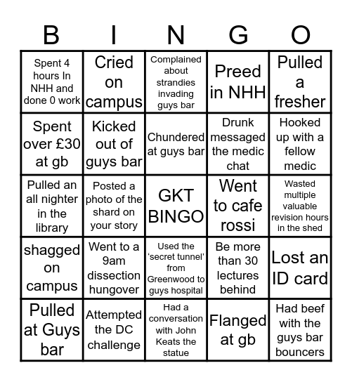 GKT BINGO Card