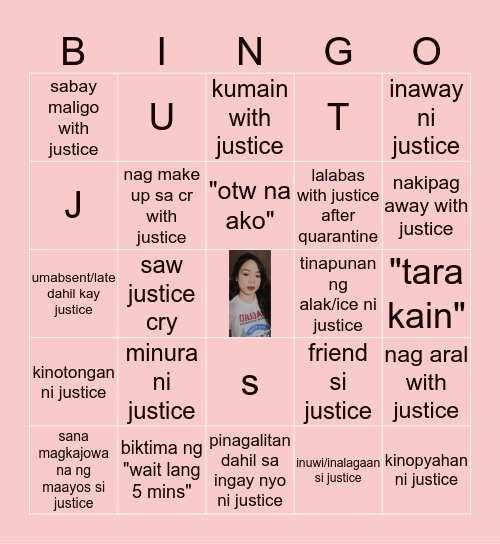 Justice's Bingo Card