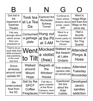 Eastman Bingo (Millenial version) Bingo Card