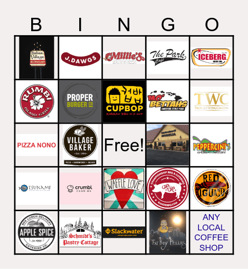 SUPPORT LOCAL RESTAURANTS Bingo Card