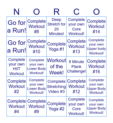 15 Black Exercise Bingo Card