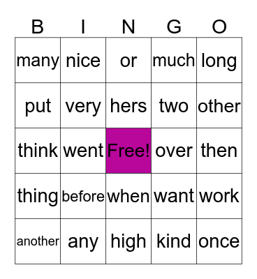 Untitled Bingo Card
