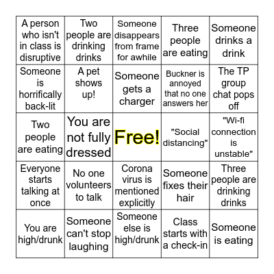 Theatre History Zoom Bingo Card