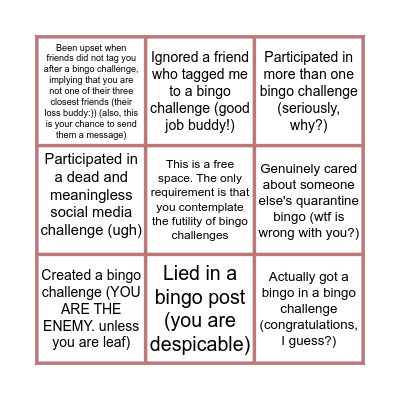 "Bingo" Bingo: Never have I ever... Bingo Card