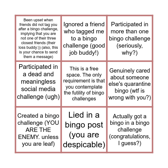 "Bingo" Bingo: Never have I ever... Bingo Card