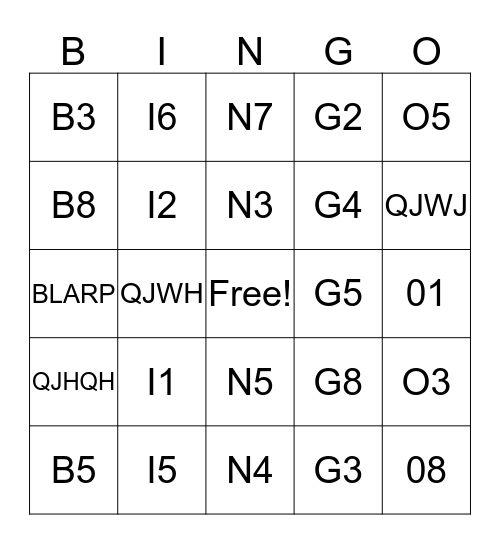 Crime1 - Knife Bingo Card