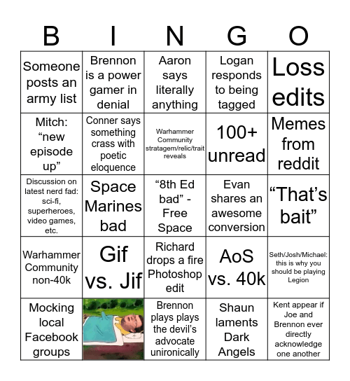 After Hours Special Bingo Card