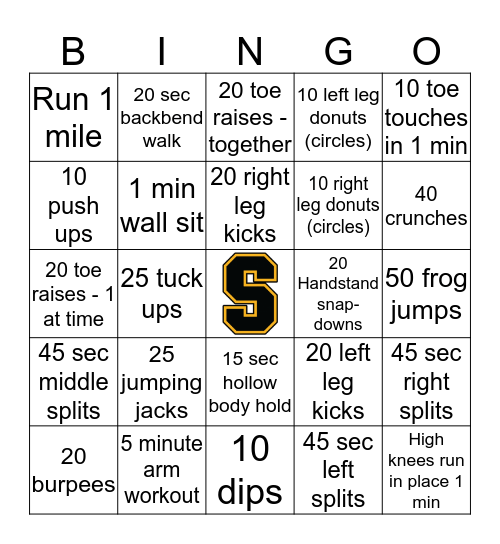 SAGUARO CHEER BINGO Card