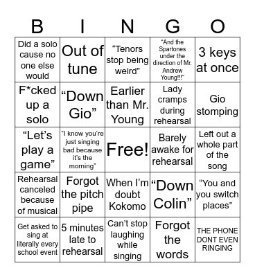 Spartones Bingo!!! Bingo Card