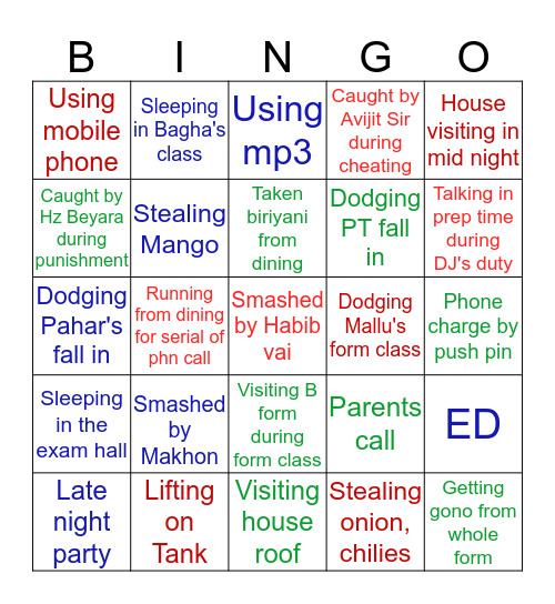 PCC 39th's Bingo Card