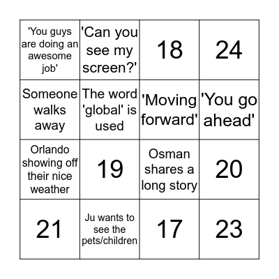 Hubs FAM BINGO 4/3 Bingo Card
