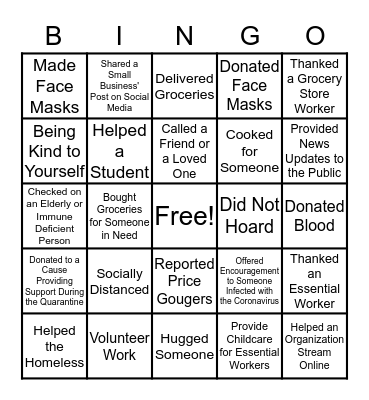 57 North Hampton's Random Acts of Kindness BINGO Card
