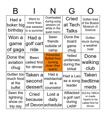 Sci-Tech Bingo Card