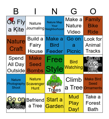 Social Distancing Nature Bingo Card