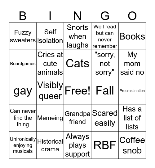 How much do we have in common? Bingo Card