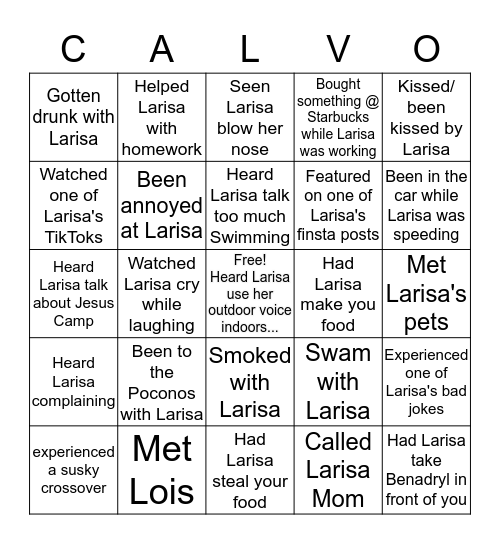 Vibe Check Bingo Card