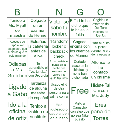 Saint John's School Bingo Card