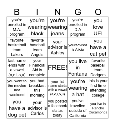 UEI - BINGO Card