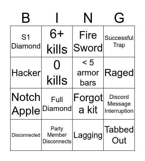 cUbEcRaft bInGo Card