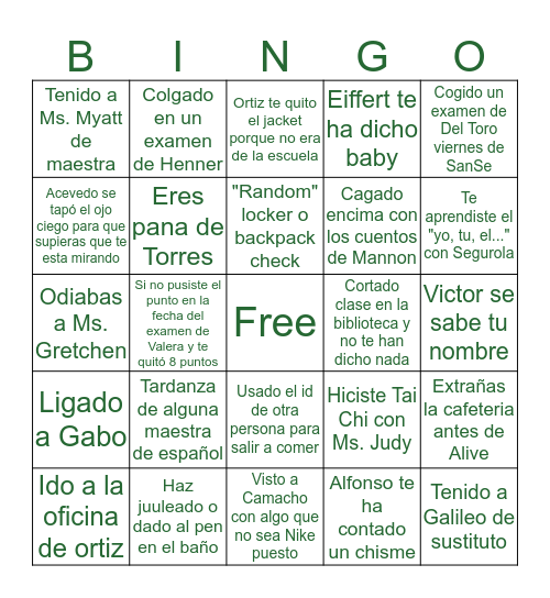 gvh Bingo Card