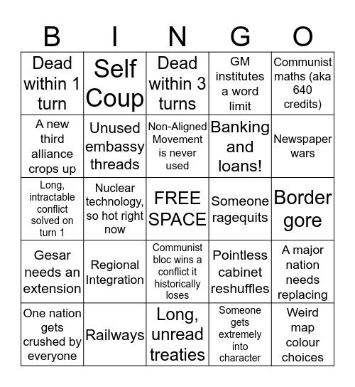 Balance of Power Bingo Card