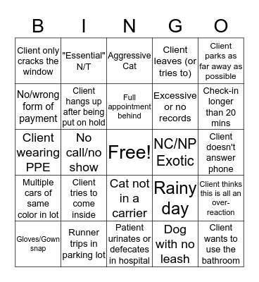 COVID-19 Curbside Bingo Card