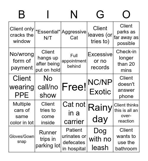 COVID-19 Curbside Bingo Card