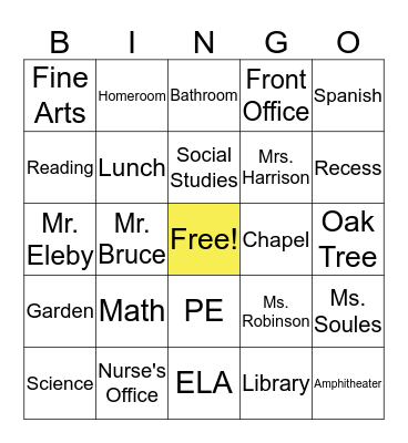 5th grade Bingo Card
