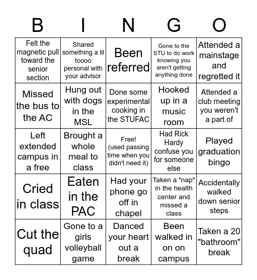 CA Bingo Card