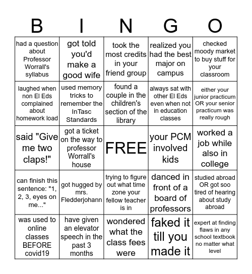 El Ed Bingo Card