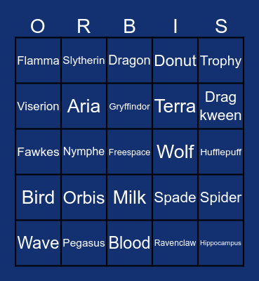 House of Orbis Bingo Card