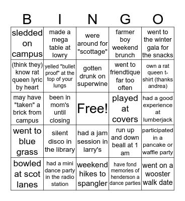 Henderson C and Cute Friends! Bingo Card