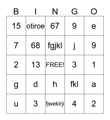 Math Facts Bingo Card