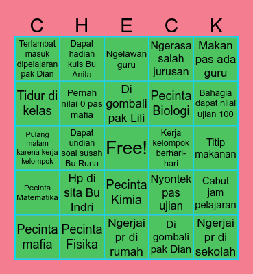 Smandusa Science Class Bingo Card