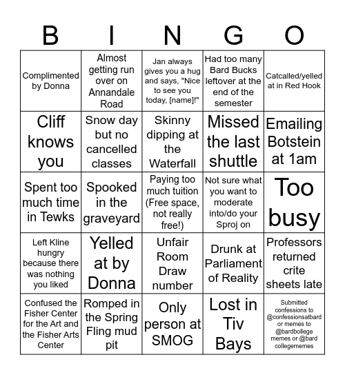 Bard Bingo! Bingo Card