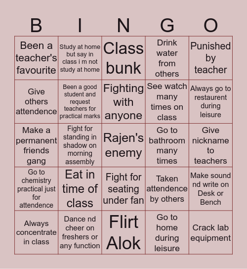 RHSS EDITION Bingo Card