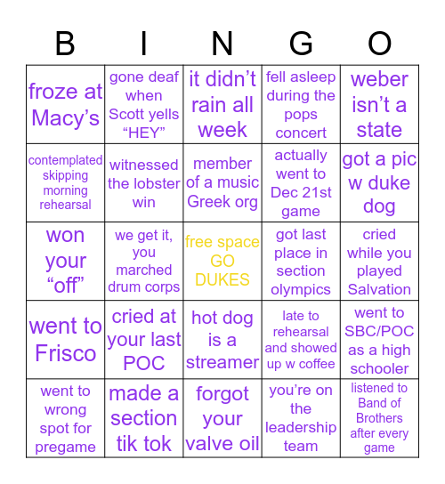 MRD Bingo Card