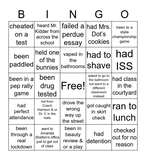 Heritage Bingo Card