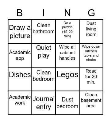Spring Break Bingo Card
