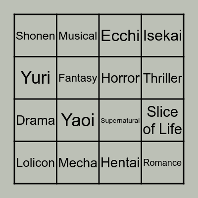 For all the Otaku Bingo Card