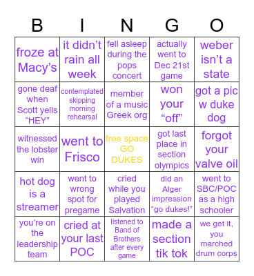 MRD Bingo Card