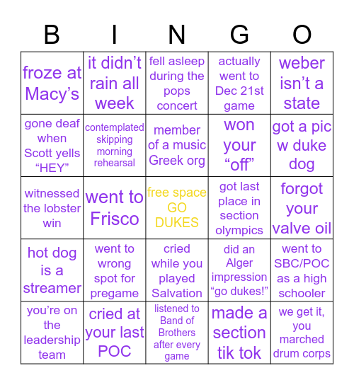 MRD Bingo Card