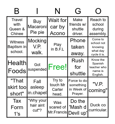 CUC Bingo Card