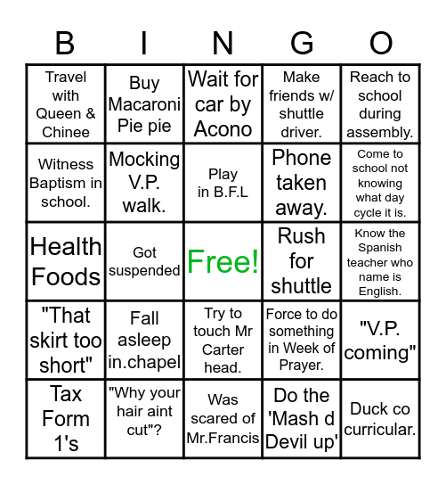 CUC Bingo Card