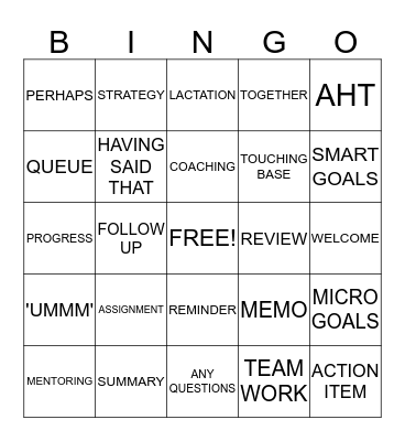TEAM MEETING BINGO Card